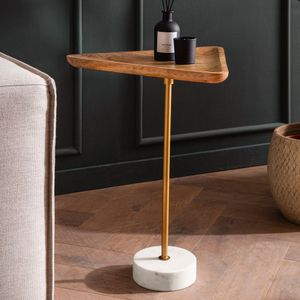 WOHNLING Beistelltisch Massivholz Marmor 45x40 cm Anstelltisch Wohnzimmertisch