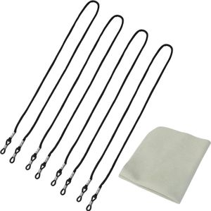 Hanyousheng 4 Stücke Brillenband, Brillenbänder, Brillenkette Schwarz, Verstellbar Sonnenbrillen Kette Brillenschnur, Mit 1 Mikrofaser-Reinigungstuch,für Sonnenbrillen und Lesebrillen