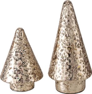 2tlg Deko-Aufsteller Zernes H13&18cm Tannenbaum silber Weihnachts-Baum Advent