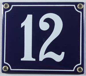 Hausnummernschild Emaille 12 blau - weiß 12x14 cm  Schild Emaile Hausnummer Haus Num