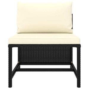 vidaXL Modulárna stredová pohovka s vankúšom Black Poly Rattan