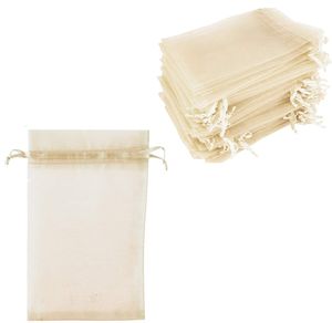 INF Kleine Geschenkbeutel mit Kordelzug Organza 50er-Pack Champagne