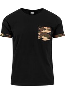 Urban Classics T-Shirt Camo Contrast Pocket Tee Wood Camouflage-S
