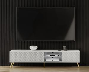 AX LIVING Lowboard TV Delvine 175 cm Weiß – mit goldfarbenen Füßen