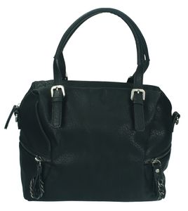 Damen Handtasche PARIS 2 Henkeltasche Umhängetasche mit Reißverschluss  Farbe: schwarz