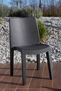 Gartenstuhl Trieste, Gartensitz, Stuhl für Esstisch, Outdoor-Sessel in Rattan-Optik, 100 %  Italy, 48x55h86 cm, Anthrazit