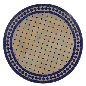 Casa Moro Marokkanischer Mosaiktisch D100 Blau Raute rund | handgefertigter Gartentisch Mosaik Esstisch | MT2111
