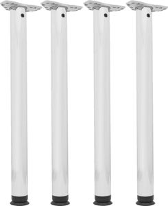 Camar Tischbeine höhenverstellbar 1100-1200mm rund ø 60mm Set Zoom - Tischfüße ideal als Stehtischbeine & Bartischbeine verwendbar - inklusive Montageplatten für Tischbeine, 4x Stahl silber