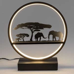 LED Tischlampe, Leuchte AFRIKA SAVANNE mit Elefanten H. 36cm B. 26cm Formano