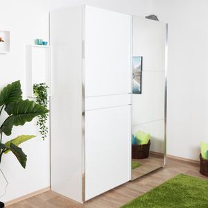 182 cm breiter Kleiderschrank mit 1 Tür | Farbe: Weiß