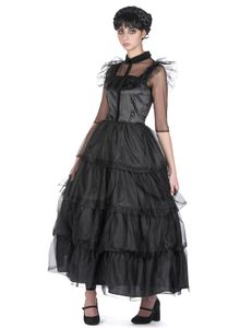 Gothic-Kleid für Damen 2-teilig schwarz