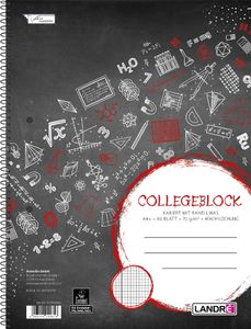 LANDRÉ Collegeblock "college" DIN A4 kariert 80 Blatt