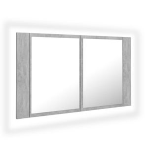 vidaXL LED kúpeľňová zrkadlová skrinka Betónová sivá 80x12x45 cm Akryl