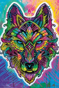 Dean Russo Poster Wolf Shaman Pop Art 91,5 x 61 cm