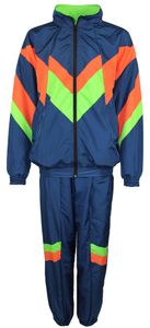 80er Jahre Trainingsanzug Kostüm für Herren - blau orange grün, Größe:L