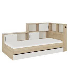 Bett mit Stauraum - 90 x 200 cm - Naturfarben & Weiß - ARMAND