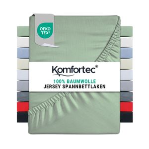 Komfortec Jersey Spannbettlaken 200x200 cm, 100% Baumwolle, Grün