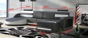WOHNLANDSCHAFT LEDERSOFA XXL ECKSOFA + USB GARNITUR ECKCOUCH Massanfertigung