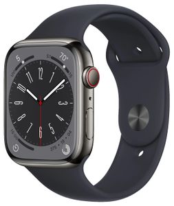 Apple Watch 8 Cell 45mm Edelst. Graphite/Midnight Sport Band