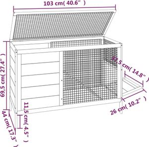 vidaXL Králíkárna hnědá 103x44x69,5 cm Masivní borovicové dřevo