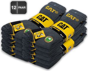 12 Paar CAT® CATERPILLAR REAL WORK SOCKS Damen Herren Arbeitssocken Business Socken Strümpfe Farbe Grau Größe 35-40