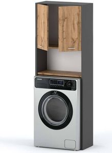 STIV Möbel | Waschmaschinenschrank, Badezimmerschrank, Freistehender Pfosten 64 CM, Grau Wotan Eiche STIV Möbel | Waschmaschinenschrank, Badezimmerschrank, Freistehender Pfosten 64 CM, Grau Wotan Eiche