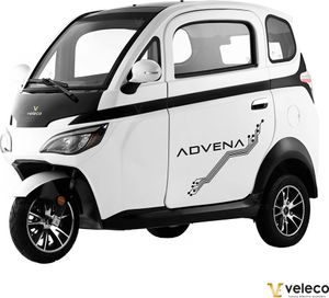 VELECO ADVENA Kabinenroller - 1500 W - Elektromoped - 45 km/h - 2-Sitzer - LED Beleuchtung - Kabinenmoped - E-Fahrzeug (Weiss)