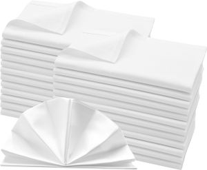 25er Set Stoffservietten aus Baumwolle, 50x50 cm, weiß