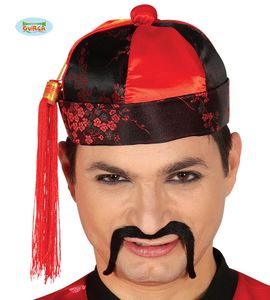 Fiestas Guirca Qing-Mütze Herren-Polyester rot/schwarz Einheitsgröße