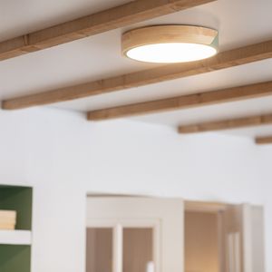LED-Deckenleuchte 18W Rund Holz Ø320 CCT Wählbar Semi-Dari Grün