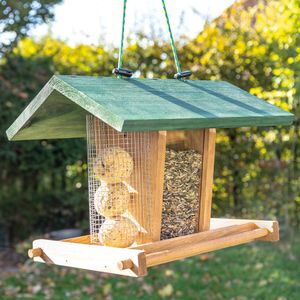 zooprinz Vogelhaus Bird Kitchen Braun mit Aufhängung Vollholz Wetterfest Plexiglasscheibe