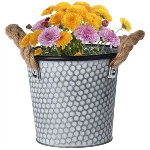 Vilde Pflanzentopf ÜBERTOPF aus Metall für Blumen Pflanzen Kräuter RETRO 21,5x19 cm