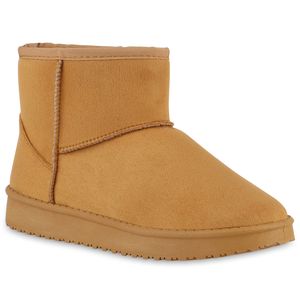 VAN HILL Damen Warm Gefüttert Winter Boots Stiefeletten Profil-Sohle Schuhe 840090, Farbe: Hellbraun, Größe: 39