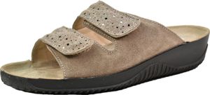Rohde Damen Pantolette Leder metallic Effekte gepolsterte Sohle Soltau-40 8660, Größe:41 EU, Farbe:Beige