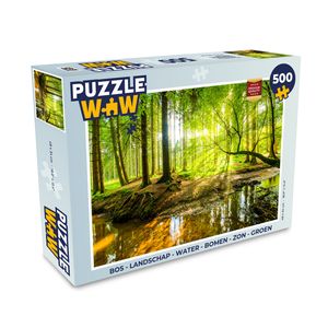MuchoWow® Puzzle 500 Teile Wald - Landschaft - Wasser - Bäume - Sonne - Grün - Natur - Erwachsene - Rätsel