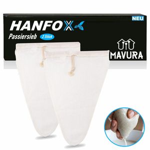 HANFOX Passiersieb Hanf Nussdrinkbeutel Passiertücher Filtertücher Nussbeutel Milchbeutel Filter
