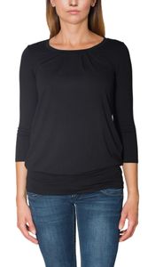 Alkato Damen Viskose Shirt 3/4 Arm Longshirt Top, Farbe: Schwarz, Größe: XXL