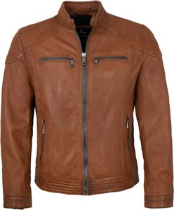 Milestone - Herren Lederjacke Lammnappa cognac : 52