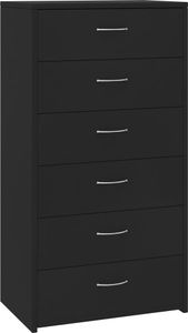 vidaXL Kredens z 6 szufladami czarny 50x34x96 cm materiał drewnopochodny
