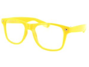 Retro Nerd Brille klar V-816E, Farbe gelb