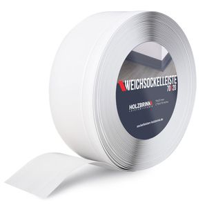 HOLZBRINK Weichsockelleiste Weiß Knickleiste ohne Klebestreifen, Material: PVC, 70x20mm, 20 Meter