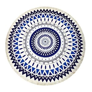 Okrúhla polyesterová plážová osuška, osuška z mikrovlákna, plážová deka s priemerom 150 cm - CUBALINKA Mandala