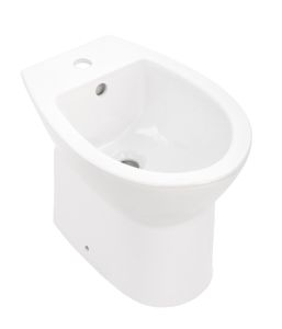 'aquaSu® Stand-Bidet WC | Standard WC-Bidet Toilette mit Hahnloch und Überlaufschutz | Hygienisches Sitzwaschbecken bodenstehend |  EU | Sanitärkeramik | Weiß | 55075 8
