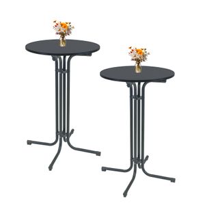 2x Stehtisch klappbar Ø 70 cm Höhe 110 cm Stahl Gastrotisch Partytisch Bistrotisch in Anthrazit 2x Stehtisch klappbar Ø 70 cm Höhe 110 cm Stahl Gastrotisch Partytisch Bistrotisch in Anthrazit