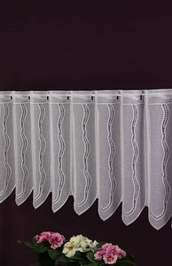 Scheibengardine nach Maß - Makramee Lamellenpanneaux Häkelgardine Batistoptik Vintage Höhe 47 cm -wählbare Breite weiß