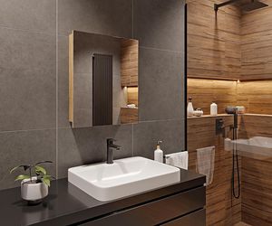 Badezimmer Spiegelschrank Eiche Sonoma, Badezimmerspiegel, Hängeschrank mit Soft-Close-Funktion