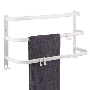 bremermann Wand-Handtuchhalter, 3 gestufte Ablagen, Handtuchstange zur Wandmontage, weiß