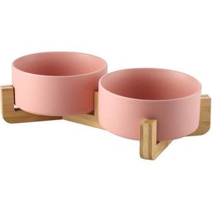 Doppelte Keramik-Holzschale rosa 2x850 ml
