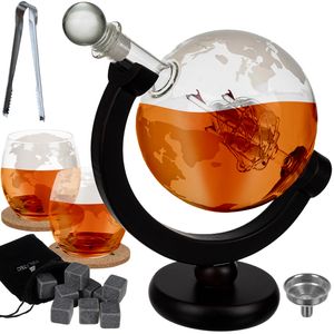 Whisky-Set Globus Zubehör Whisky-Karaffe Whisky-Gläser Stein-Eiswürfel 850 ml 22553