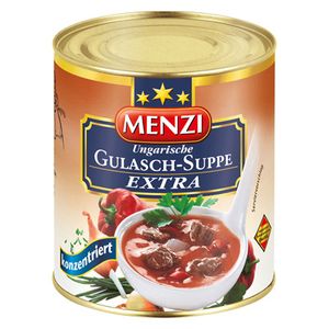 Menzi Ungarische Gulaschsuppe mit doppelter Fleischeinlage und erlesener Würzung 3 x 800 ml Dosen